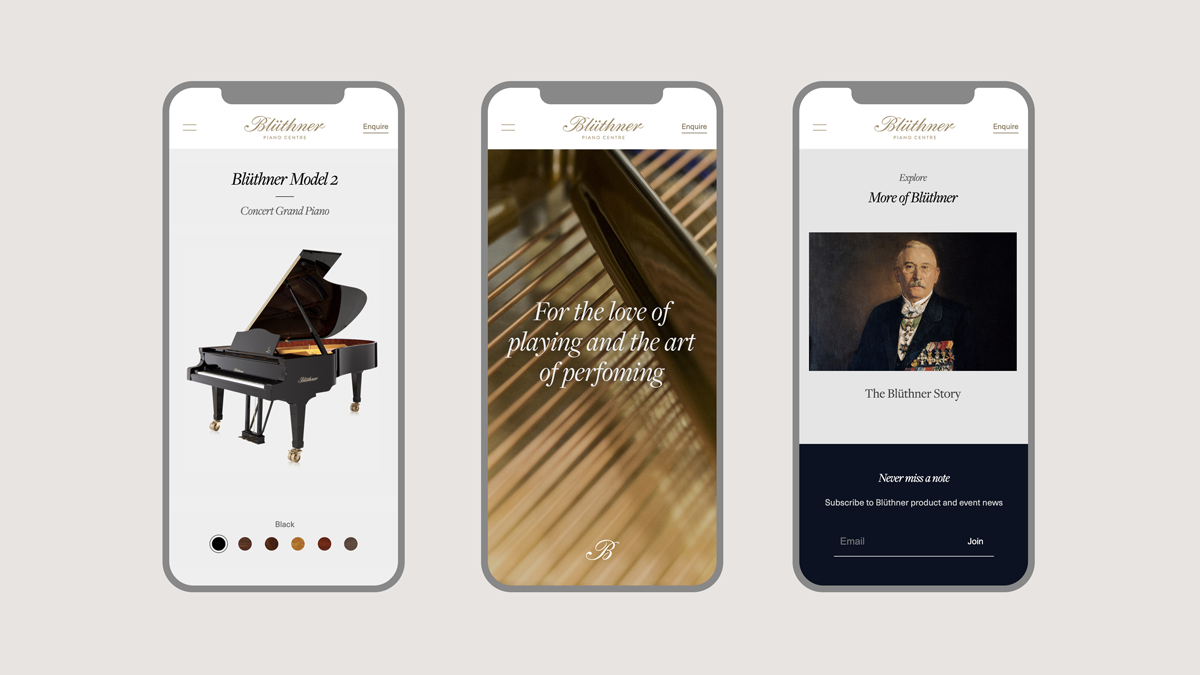 Bluthner Pianos website design