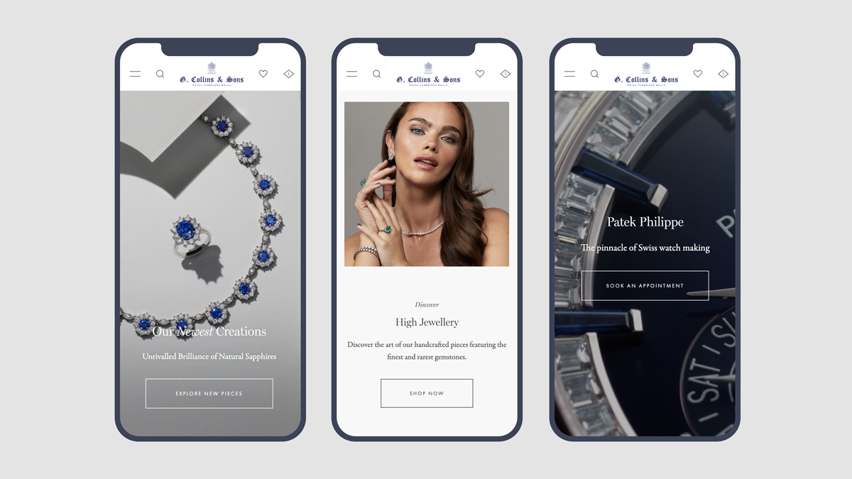 G Collins online store bespoke Shopify design