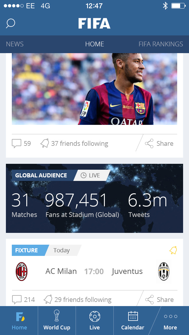 FIFA global iphone app design